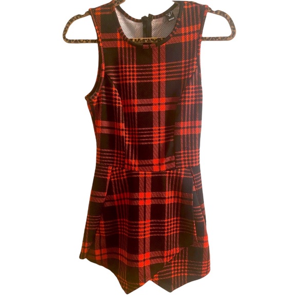 Windsor Store - Red Plaid Romper - Size Small - Picture 1 of 4
